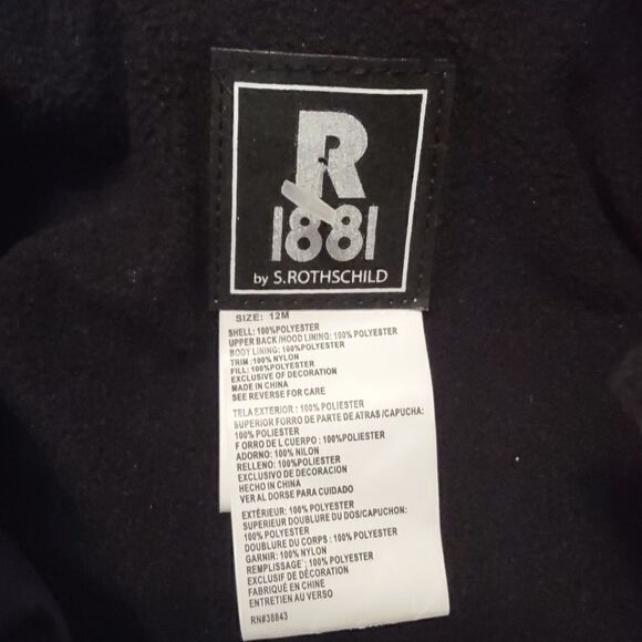 New R 1881 size 12M pink black polka‎ dot hood footed snowsuit zip foldover hand - Picture 5 of 8